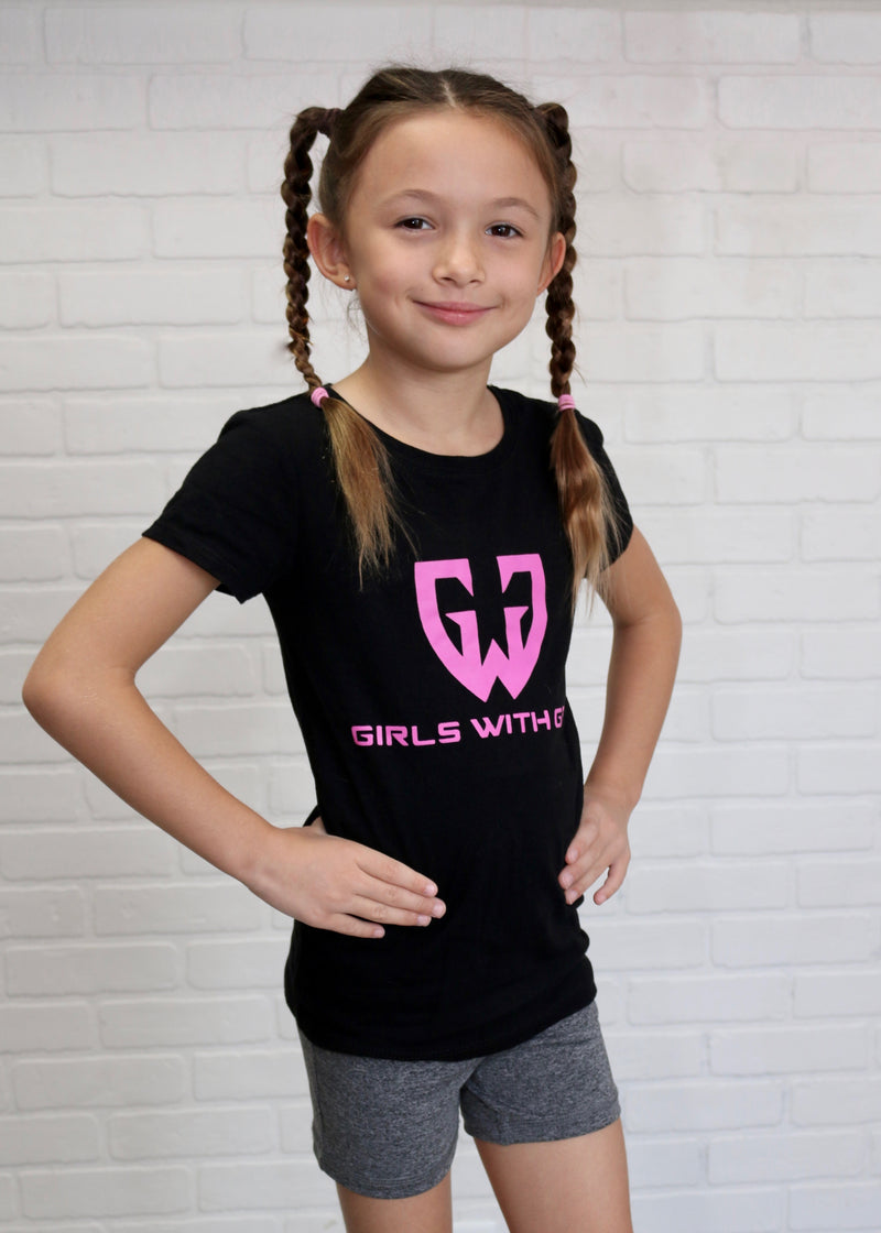 Girls Short Sleeve T-shirt Pink Logo