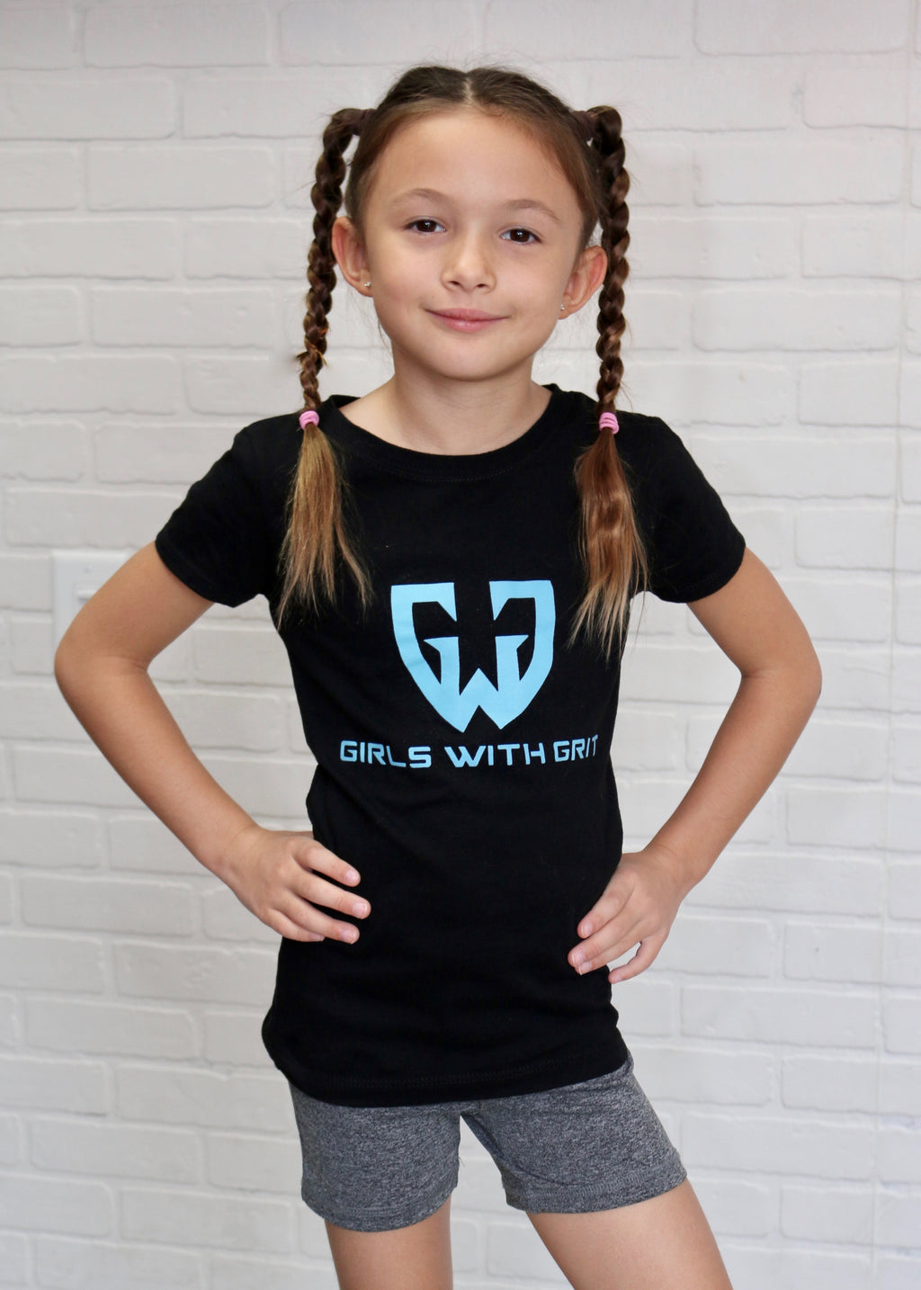 Girls Short Sleeve T-shirt Teal Logo